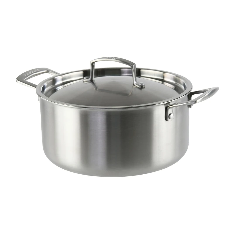 KAMBERG - 0008276-0008276 Triply 18/10 Stainless Steel Saucepan - PFAS Free - Lid Included - Suitable for All Heat Sources Including Induction and Oven - 0008276, Grey