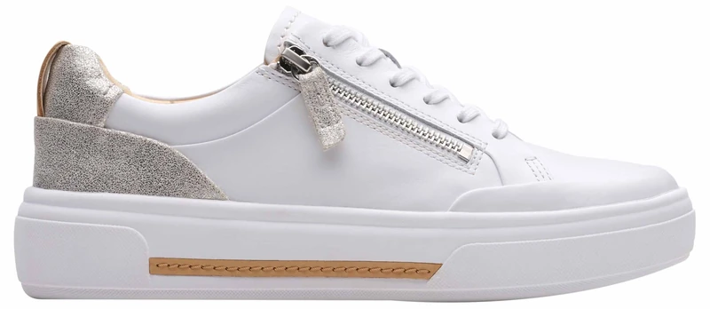 Clarks Hollyhock Zip Womens Silver Combi Lea, 5.5