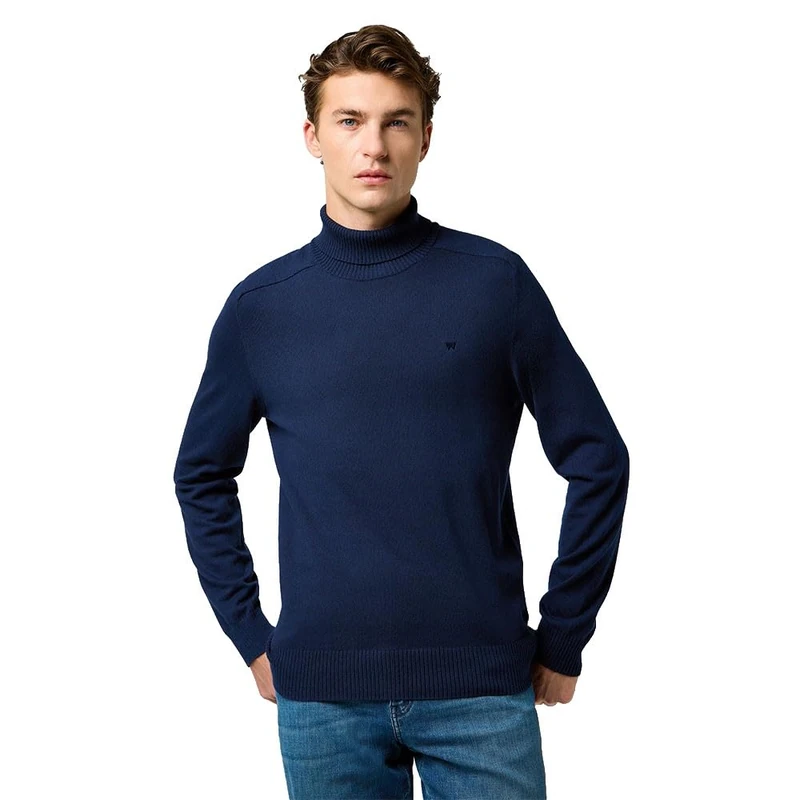 WRANGLER - Sweater - Regular Fit - Turtleneck - Navy