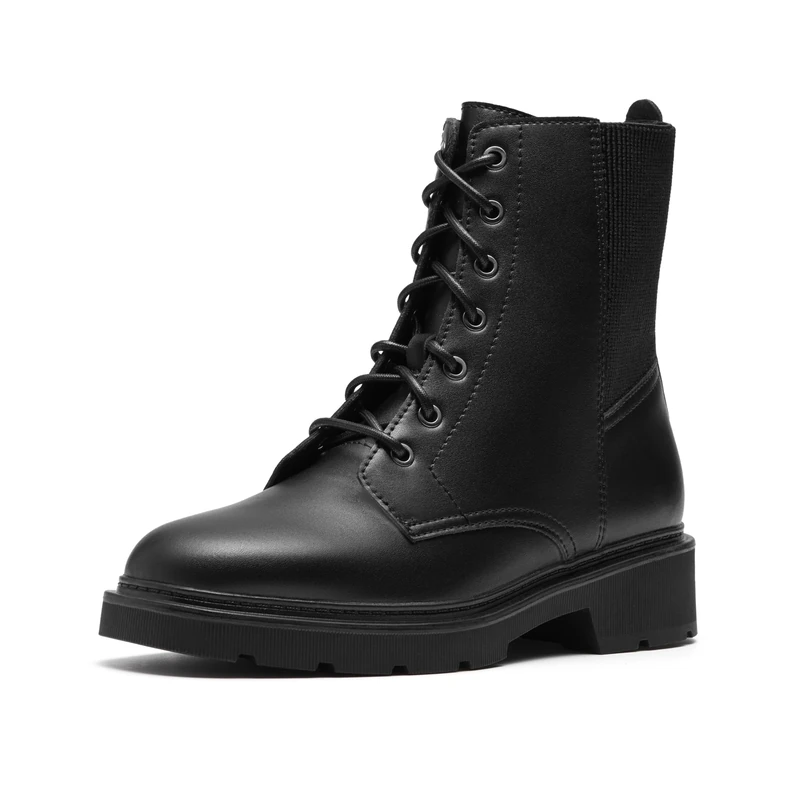 Clarks Premium Women's Lauryl West Combat Boot, Black Leather, 4 UK