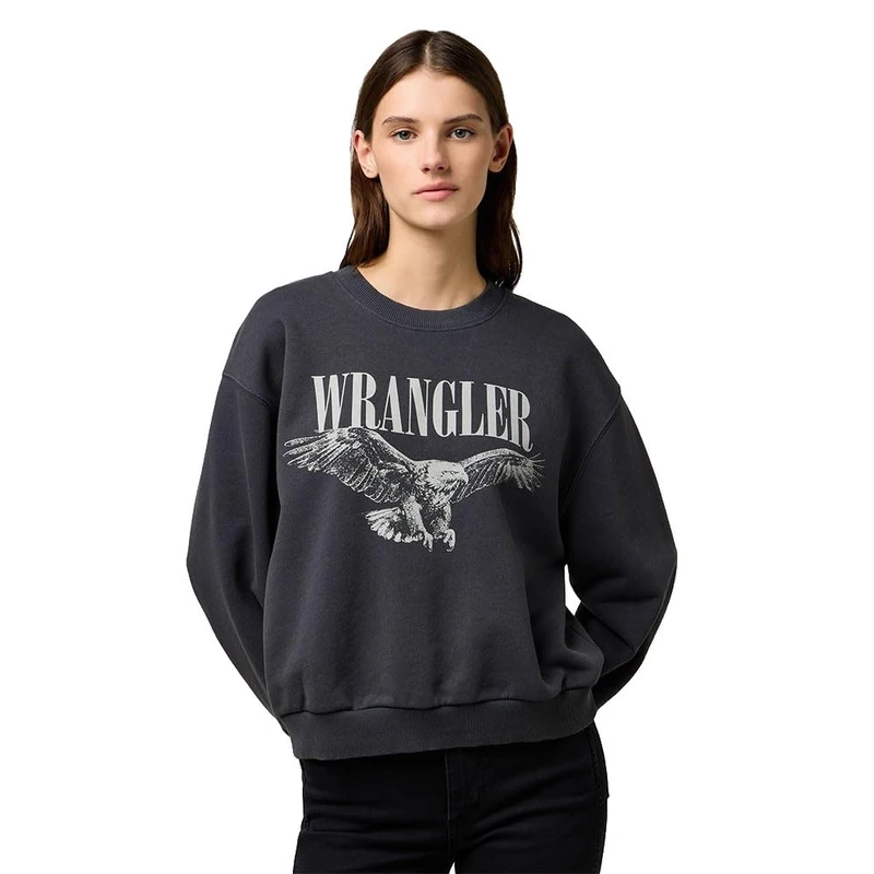 Wrangler Women's Oversized Sweat Sweatshirt, Faded Black I, L