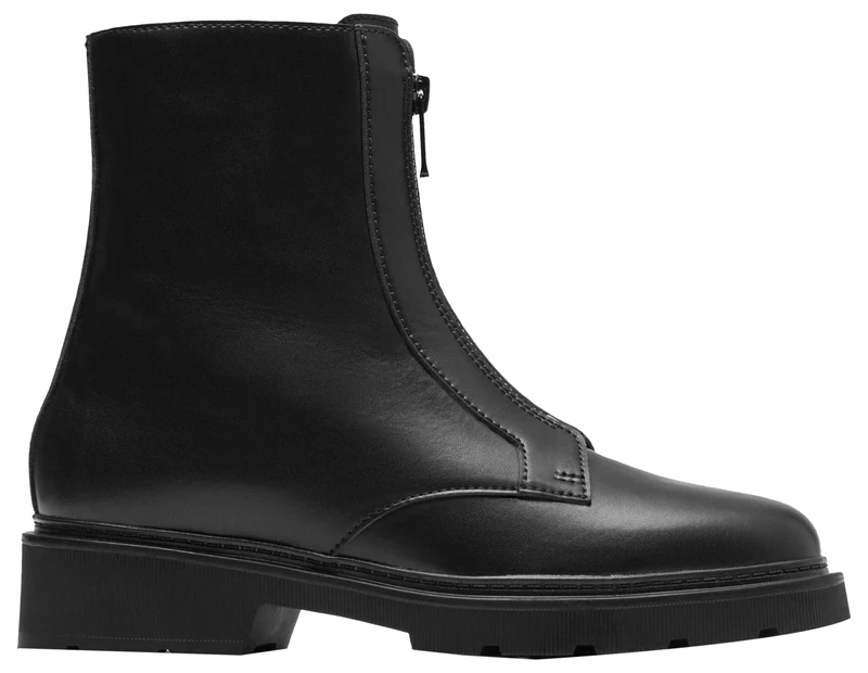 Clarks Premium Women's Lauryl Zip Combat Boot, Black Leather, 6.5 UK