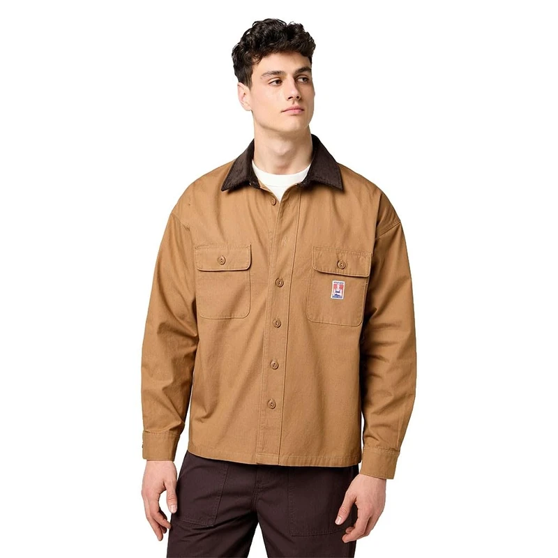 Wrangler Men's Cj Overshirt Shirt, Toasted Coconut, S