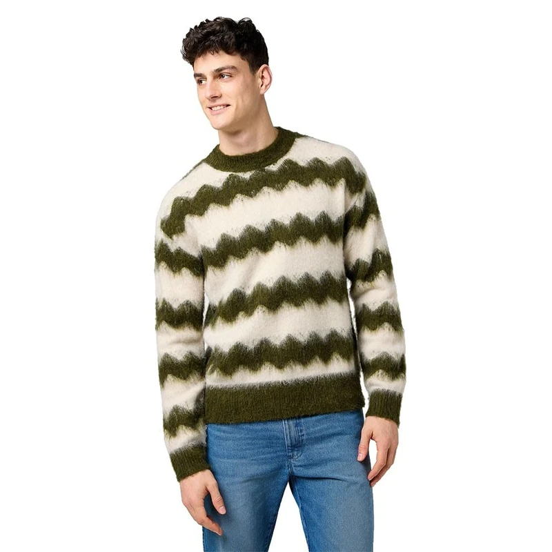 Wrangler Men's Striped Sweater, Green (Ivy Green), S