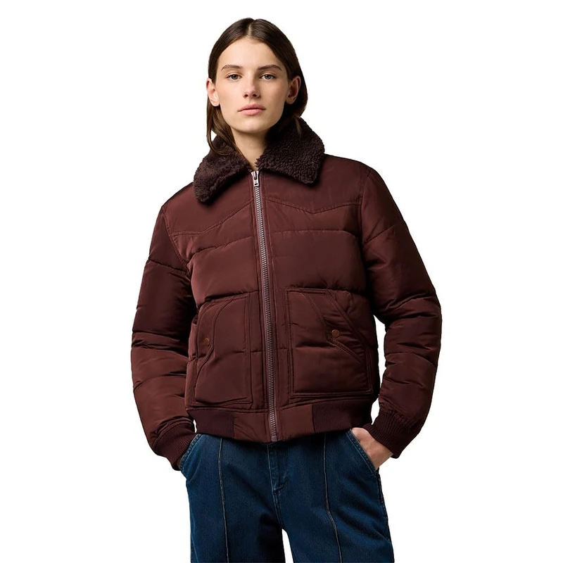 Wrangler Women's Western Puffer Jacket, Mahogany, L