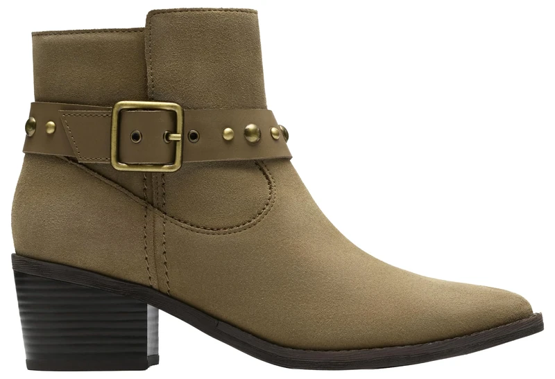 Clarks Premium Women's Morzine Buckle Fashion Boot, Dark Sand Suede, 7 UK
