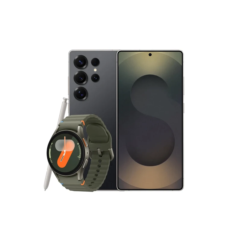 Samsung Galaxy S25 Ultra AI Smartphone, 12GB Memory, 256GB Storage, S Pen Included, Titanium Black and Galaxy Watch7 Green, 40mm, Bluetooth (UK Version)