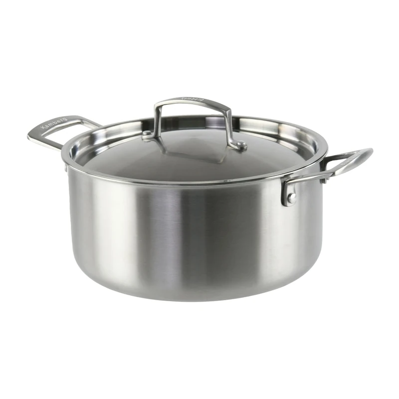 KAMBERG - 0008277 Triply 18/10 Stainless Steel Saucepan - PFAS Free - Lid Included - Suitable for All Heat Sources Including Induction and Oven - 0008277, Grey