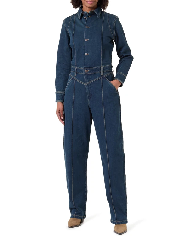 Wrangler Women's Western Coverall Jumpsuit, Rustic Rinse, XXS