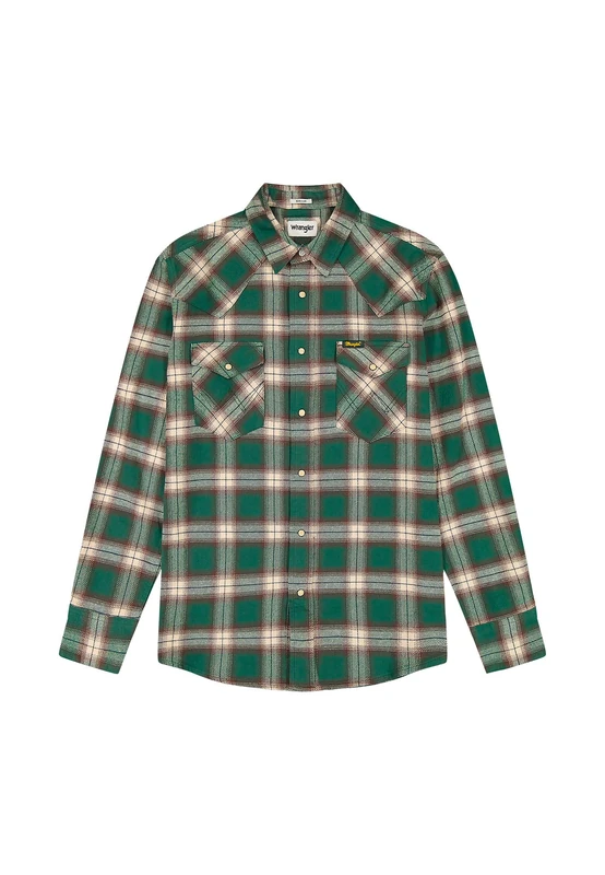 Wrangler Men's Western Shirt, Bistro Green, L