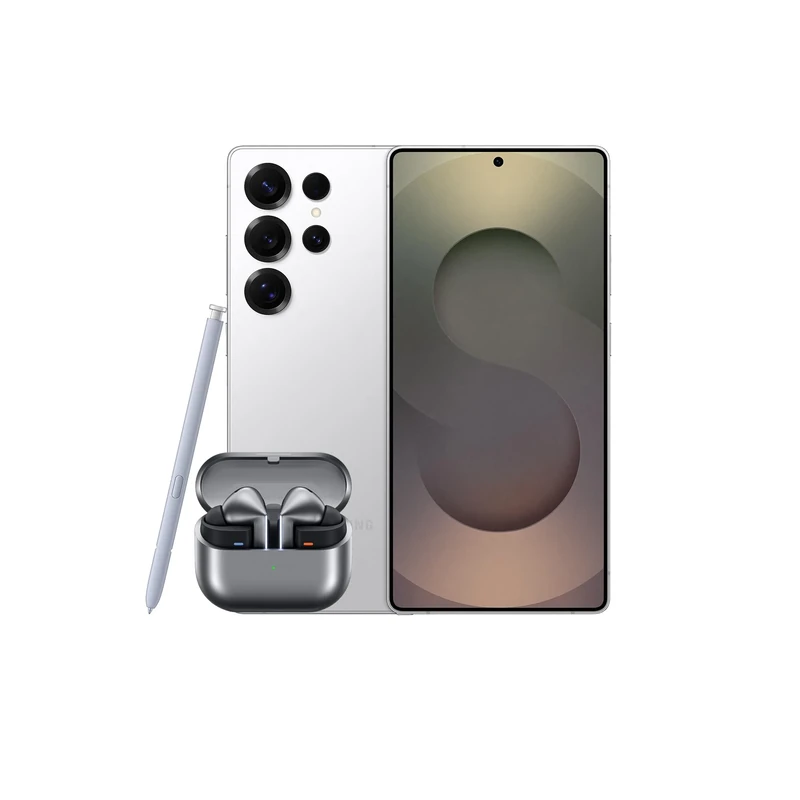 Samsung Galaxy S25 Ultra AI Smartphone, 12GB Memory, 512GB Storage, S Pen Included, Titanium Whitesilver and Galaxy Buds3 Pro, Grey (UK Version)