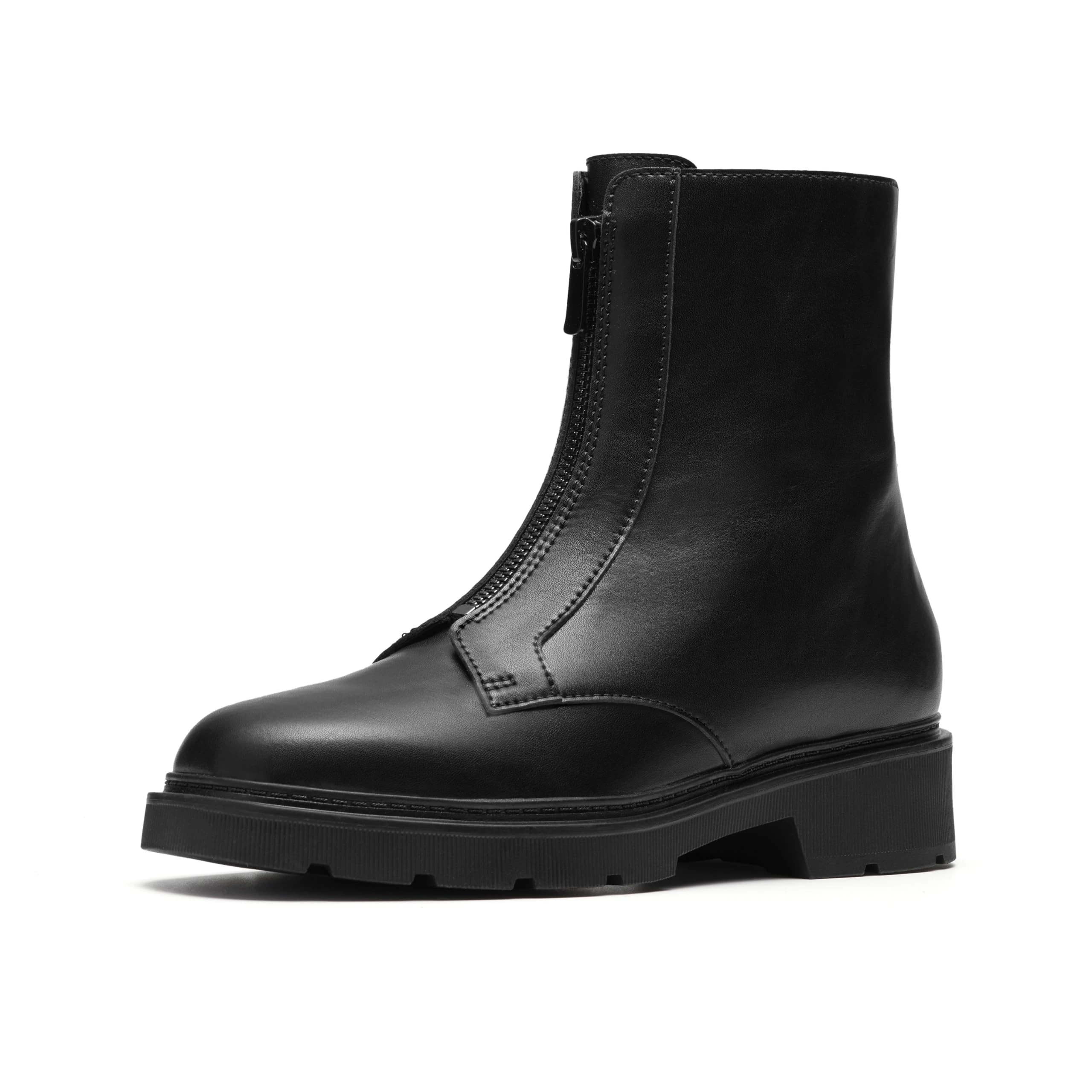 Clarks Premium Women's Lauryl Zip Combat Boot, Black Leather, 3 UK