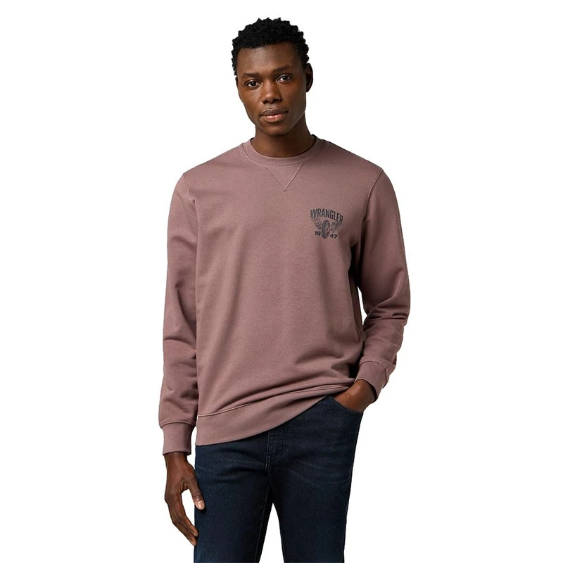 Wrangler Men's Americana Crew Sweatshirt, Peppercorn, M