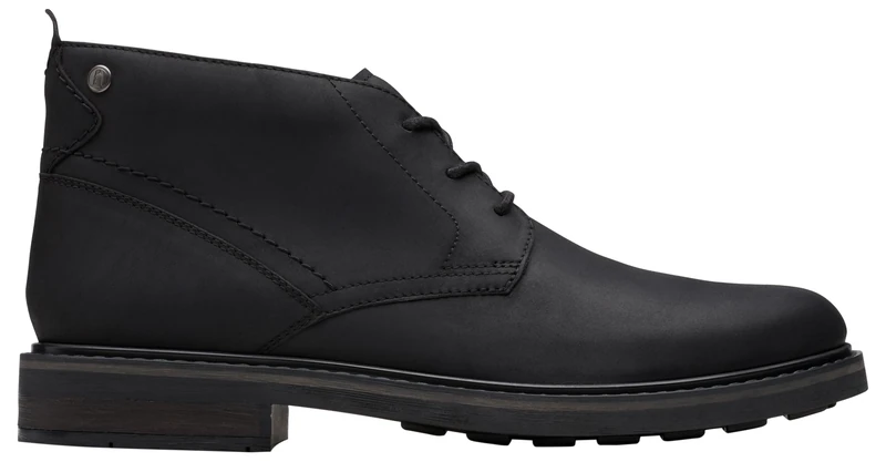 Clarks Premium Mens Newford Mid Chukka Boot, Black Leather, 11 UK