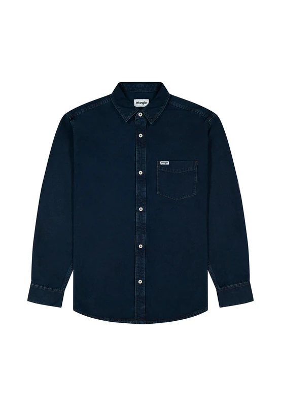 Wrangler Men's 1 Pkt Shirt, Blue Oxide, L