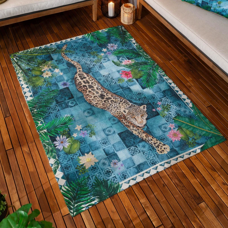 Paoletti Majorelle Printed Indoor/Outdoor Outdoor Rug - Azure - 120x170cm