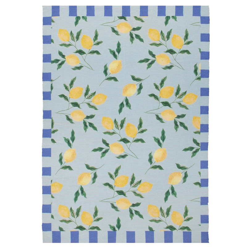 furn. Lemons Rug – Indoor/Outdoor Washable Weather Resistant Lightweight Vibrant Check Rug (Blue - 120x170cm) - Image 1