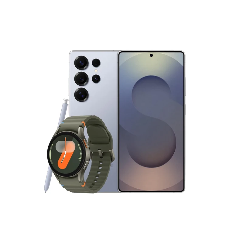 Samsung Galaxy S25 Ultra AI Smartphone, 12GB Memory, 1TB Storage, S Pen Included, Titanium Silverblue and Galaxy Watch7 Green, 40mm, Bluetooth (UK Version)