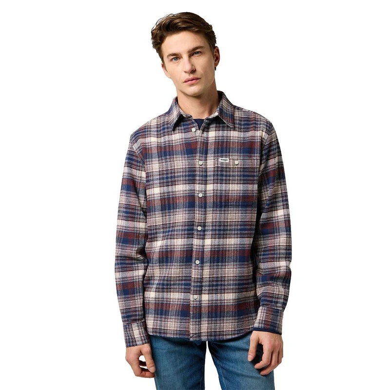 Wrangler Men's Shirt, Navy Birch, S