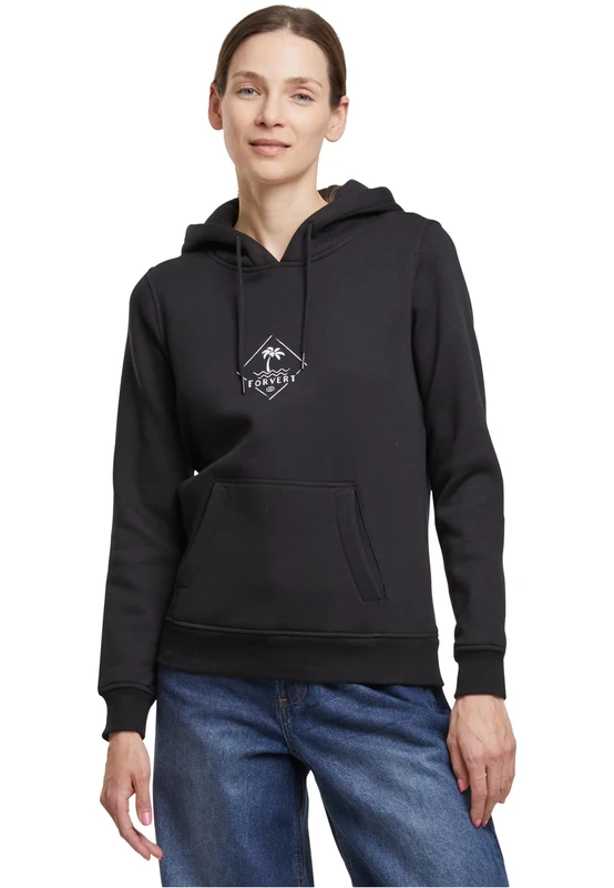 Forvert Women's Heavy Hoodie Santa Rosa Hooded Sweatshirt, Black, L