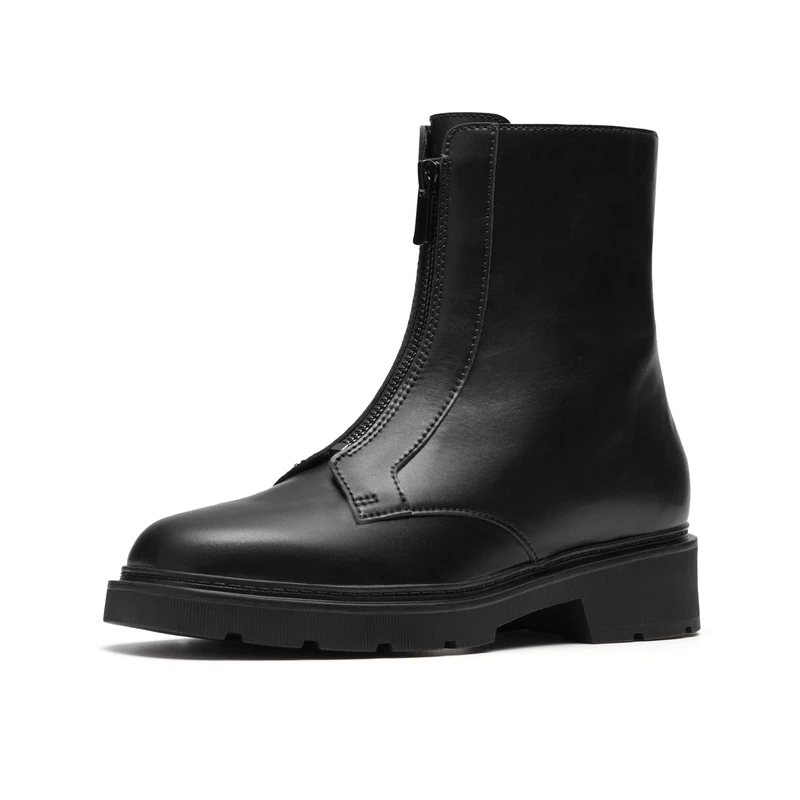 Clarks Premium Women's Lauryl Zip Combat Boot, Black Leather, 3.5 UK