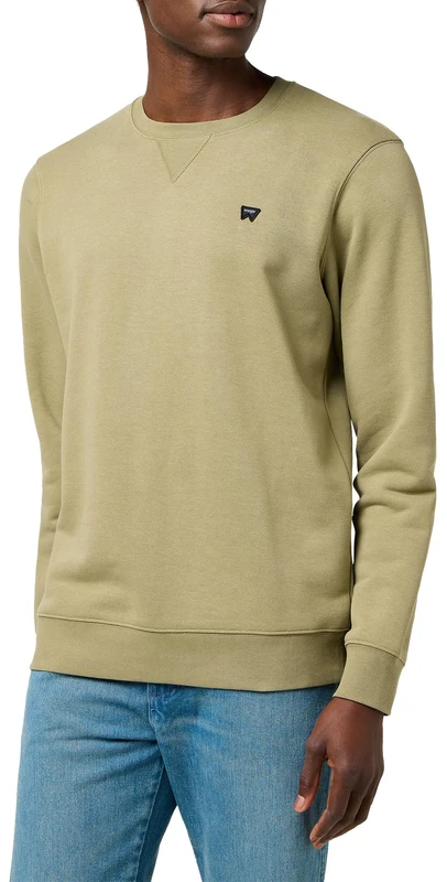 Wrangler Mens Sign Off Crew Sweatshirt, Aloe, M UK