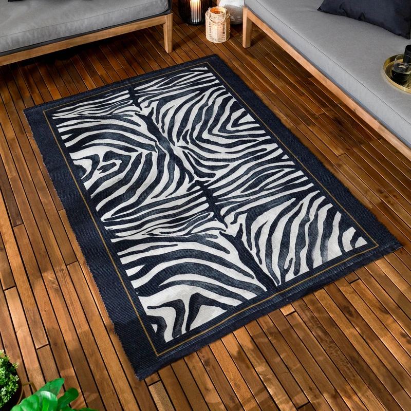 Paoletti Leopardis Zebra Printed Indoor/Outdoor Outdoor Rug - Multicolour - 120x170cm - Image 1