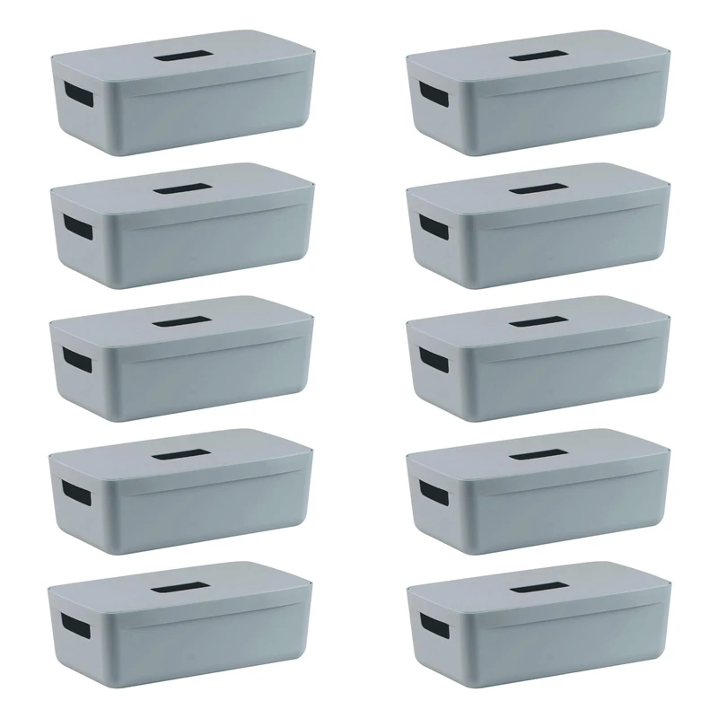 IDEA HOME Storage Boxes with Lids 10 Pieces - Plastic Storage Box - Storage Organiser - Really Useful Boxes for Storing Various Items in the Living Room, Bedroom or Bathroom 5L, Blue