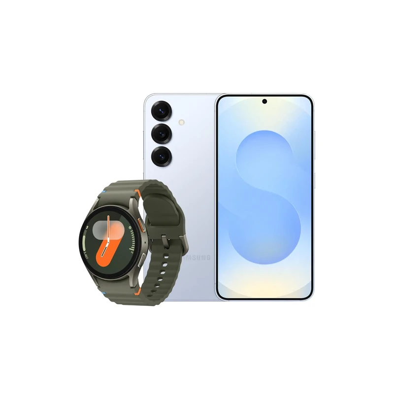 Samsung Galaxy S25 AI Smartphone, 12GB Memory, 256GB Storage, Icy blue and Galaxy Watch7 Green, 40mm, Bluetooth (UK Version)