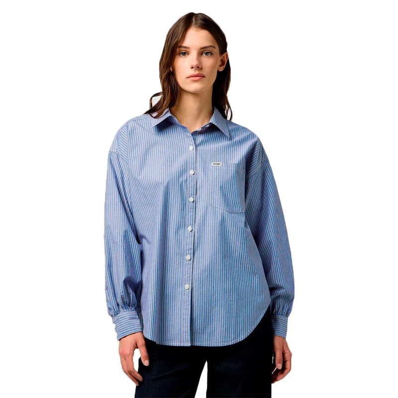 Wrangler Women's Cool Girl Blouse Shirt, Blue (Dusty Blue), XL - Image 1