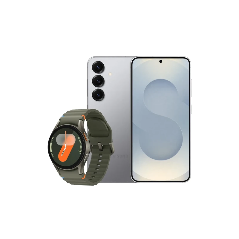 Samsung Galaxy S25 AI Smartphone, 12GB Memory, 256GB Storage, Silver Shadow and Galaxy Watch7 Green, 40mm, Bluetooth (UK Version)