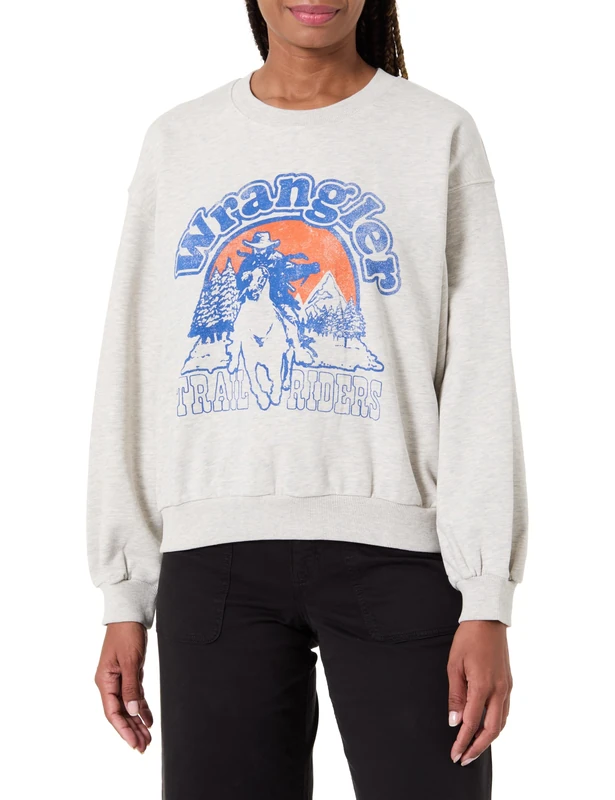 Wrangler Oversized Sweat, Oat Mele, M - Image 1