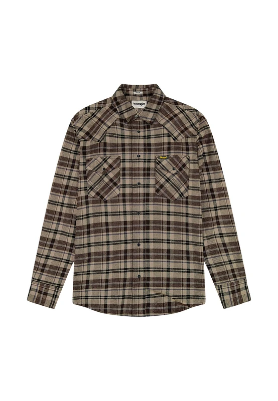 Wrangler Men's Western Shirt, Rich Black, L