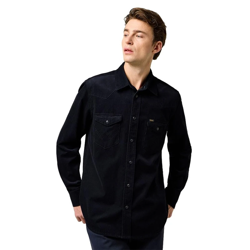 Wrangler Western Cord Shirt, Black, XL