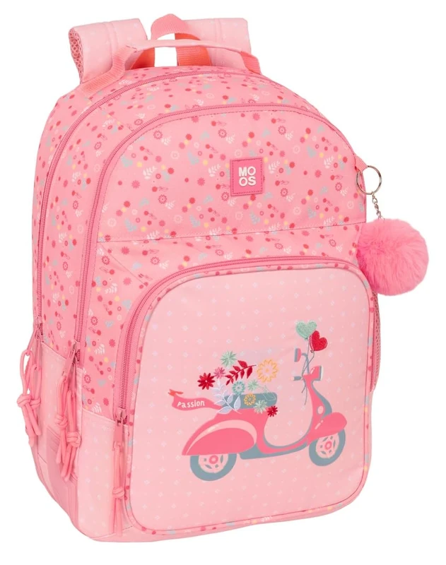 Safta MOOS PASSION – Double Adaptable Trolley Backpack, Recyclable Fabric, Ideal for Children of Different Ages, Comfortable and Versatile, Quality and Resistance, 32 x 15 x 42 cm, multicoloured, M,