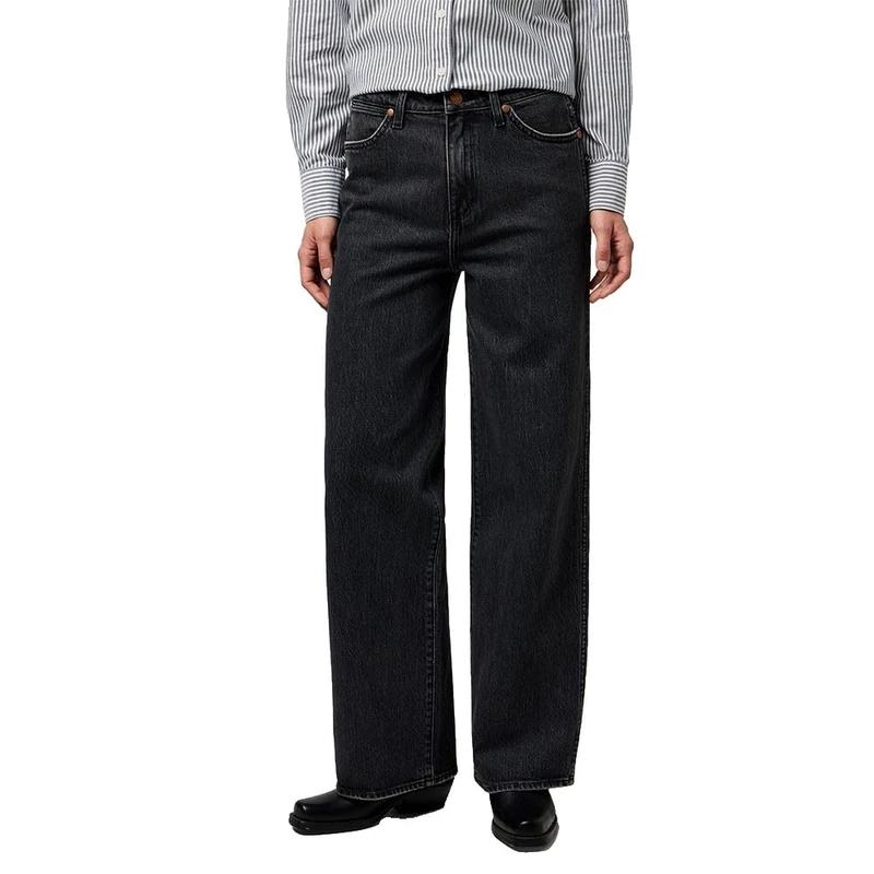 Wrangler Women's Loose Straight Jeans, Black Sand, 25W x 32L