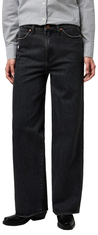 Wrangler Women's Loose Straight Jeans, Black Sand, 28W x 32L