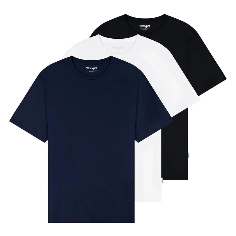 Wrangler Men's 3 Pack Tee T-Shirt, White Navy Black, 3XL