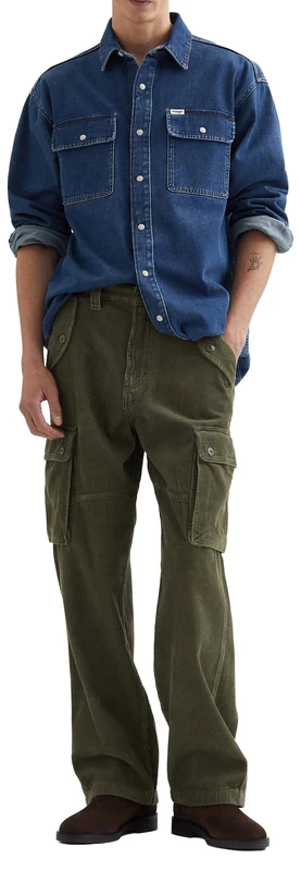 Wrangler Men's Overshirt Shirt, Retro Blue, XXL