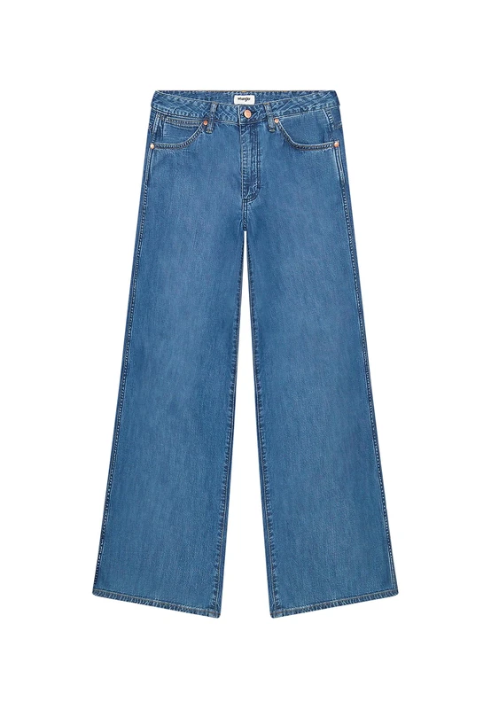 Wrangler Women's World Wide Wide Leg Jeans, Mid Stone, 24 W/30 L