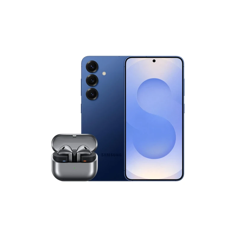 Samsung Galaxy S25 AI Smartphone, 12GB Memory, 256GB Storage, Navy and Galaxy Buds3, Grey (UK Version)