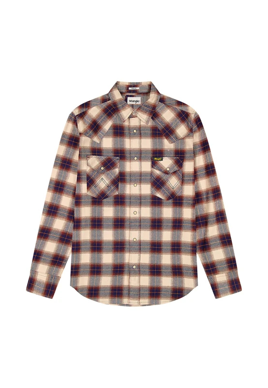 Wrangler Men's Western Shirt, Birch Blue, XXL