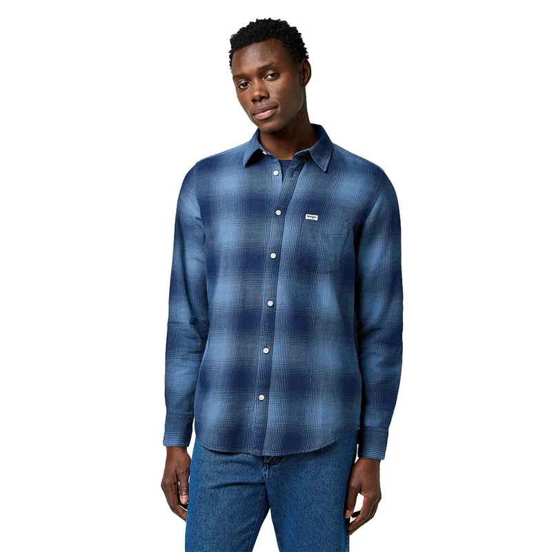 Wrangler Men's 1 Pkt Shirt, Blue (Dark Indigo), XXL