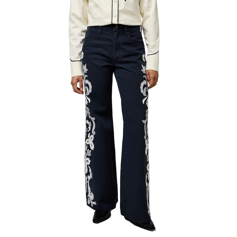 Wrangler Women's 70s Flare Pants, Dark Navy, 33W x 32L