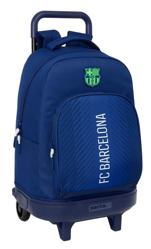 Safta F.C. Barcelona Navy Blue - Large Backpack with Wheels, Compact, Removable, Ideal for Children of Different Ages, Comfortable and Versatile, Quality and Resistance, 33 x 22 x 45 cm, Navy, M,