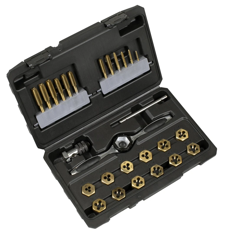 Sealey Titanium Coated Hexagonal Tap & Die Set 26pc - AK3026 - Image 1