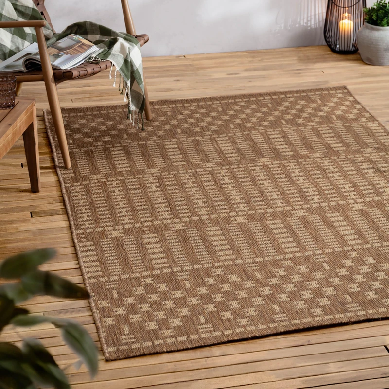 furn. Yard Seagrove Jute Effect Indoor/Outdoor Rug - Natural - 140x200cm - Image 1