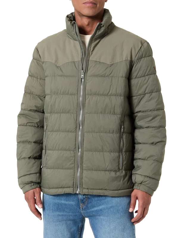 Wrangler Men's Packable Puffer Jacket, Dusty Olive, XXL