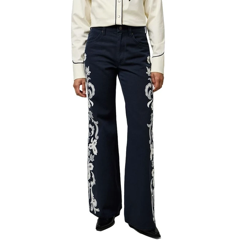 Wrangler Women's 70s Flare Pants, Dark Navy, 30W x 32L