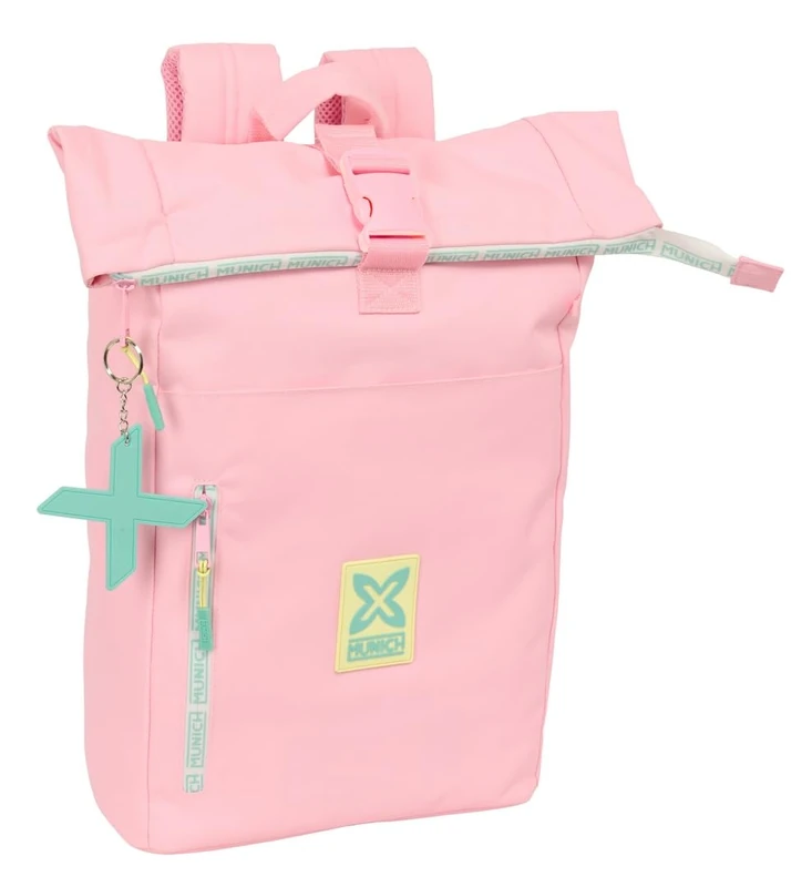 Safta MUNICH CANDY - Backpack with Flap for 15.6 Inch Laptop, Ideal for Different Ages, Comfortable and Versatile, Quality and Resistance, 28 x 13 x 42 cm, light pink, M, Casual